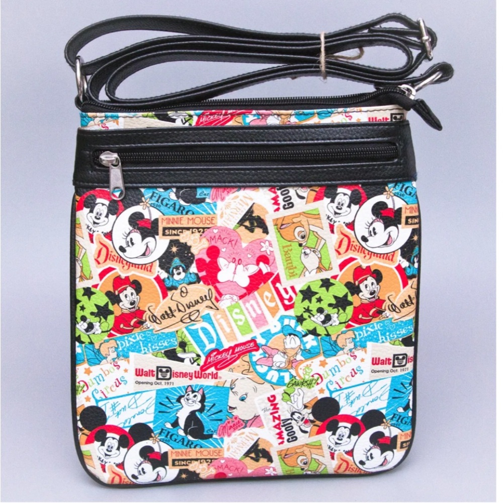 Disney Multicolor Comic Strip Crossbody Bag with Black Trim.